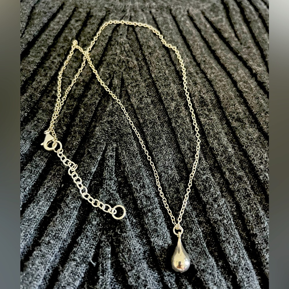 Sterling Silver Teardrop Necklace. Opulenza Designs.